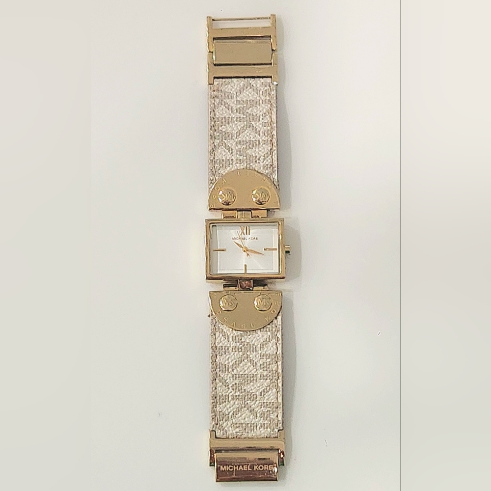 Michael Kors Signature Gold Ladies Watch Leather Band (MK2342) Very Good Cond.